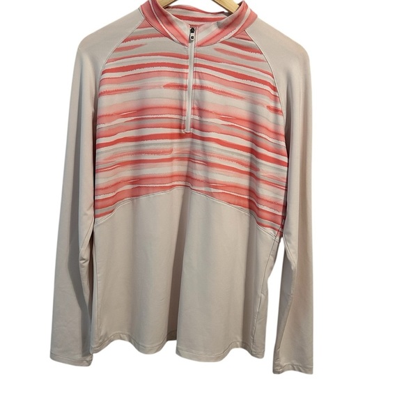 Footjoy Ladies Half Zip Watercolour Mid-layer Top Size Large White/Pink - Picture 6 of 10